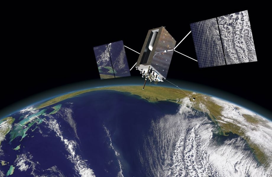 GPS III satellite orbiting Earth providing global positioning signals