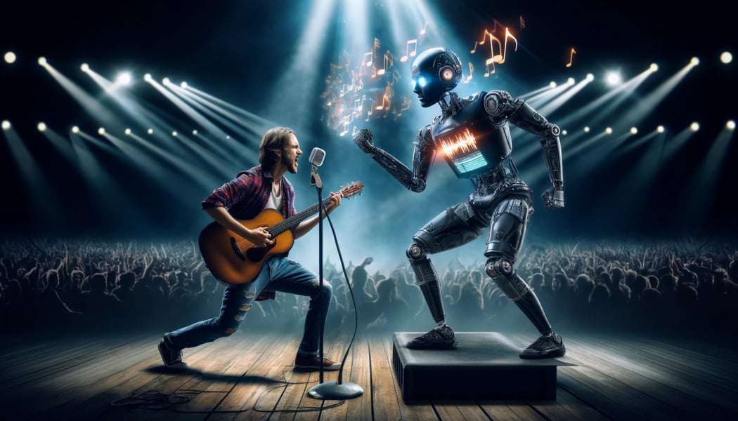 Comparison between human musician and AI-generated music creation