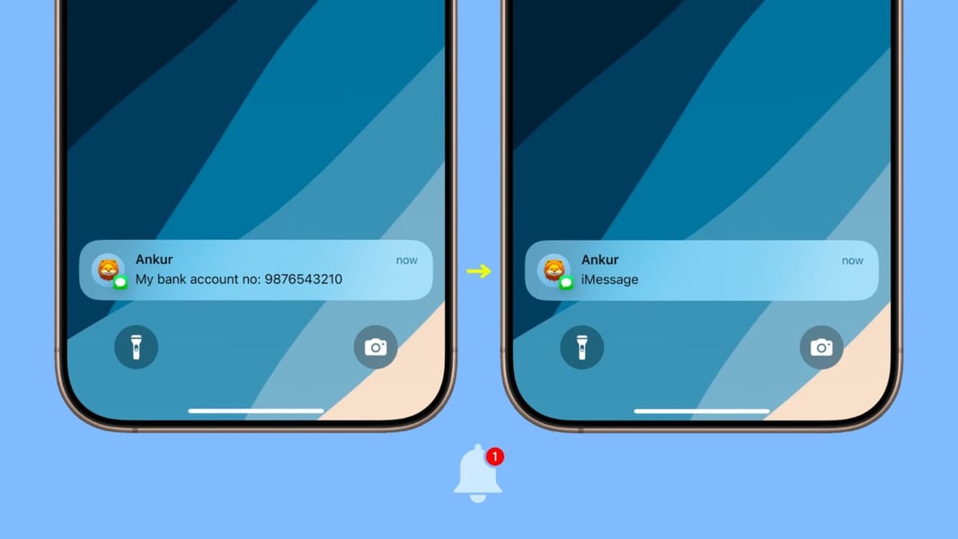 iPhone lock screen showing message preview notifications