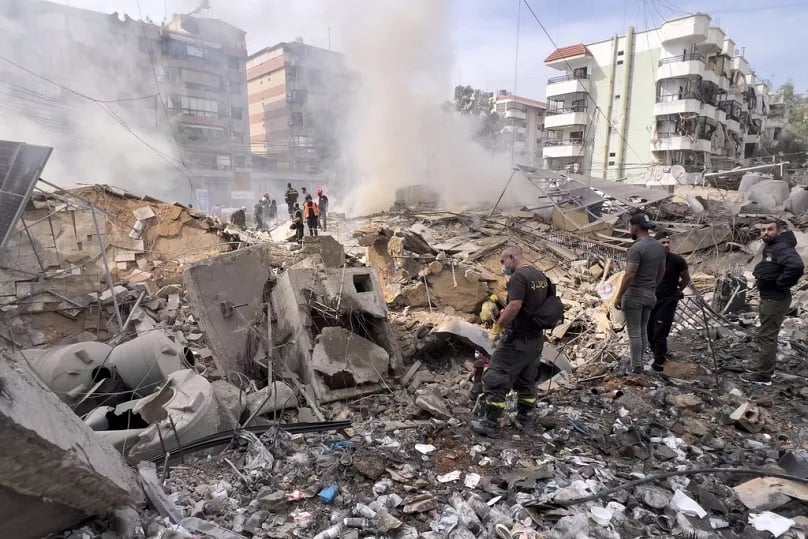 Destruction in Beirut after Israeli airstrikes during disputed ceasefire