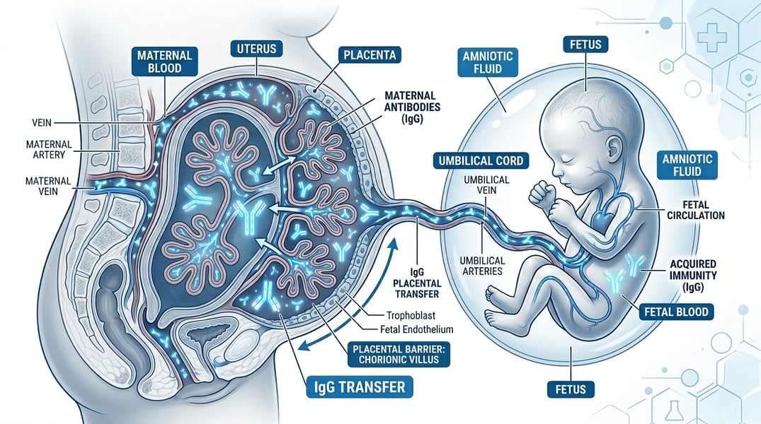 Antibodies transferring from mother to fetus during pregnancy