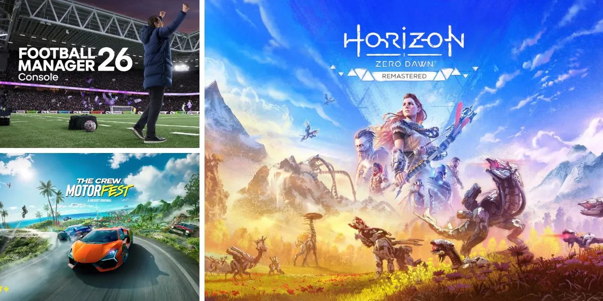 PlayStation Plus April 2026 lineup featuring Horizon Zero Dawn Remastered and new PS Plus games