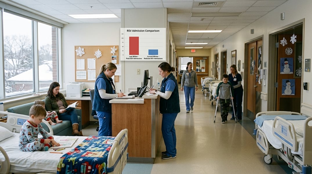 Pediatric hospital ward showing reduced RSV infant admissions