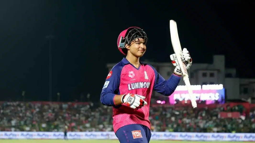 Vaibhav Suryavanshi reacts after golden duck dismissal in IPL 2026