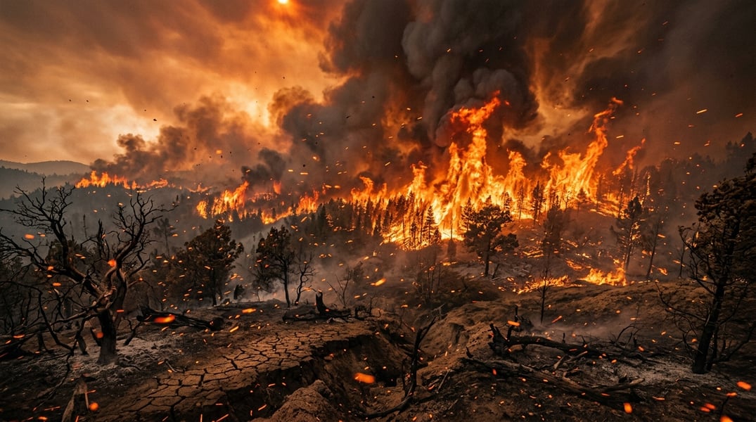 Extreme Heat Fuels Wildfire Risk Wildfire spreading rapidly during extreme heat and dry conditions