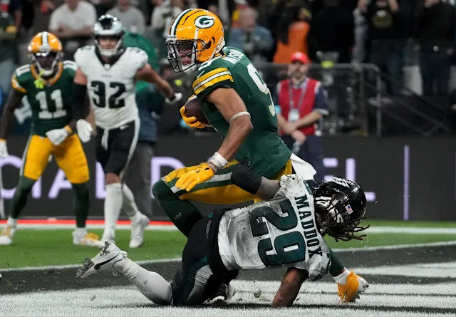 Jordan Love reacts during a Green Bay Packers NFL game
