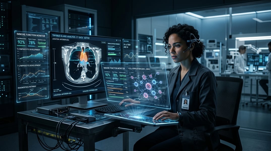 AI analyzing thymus CT scan for medical research