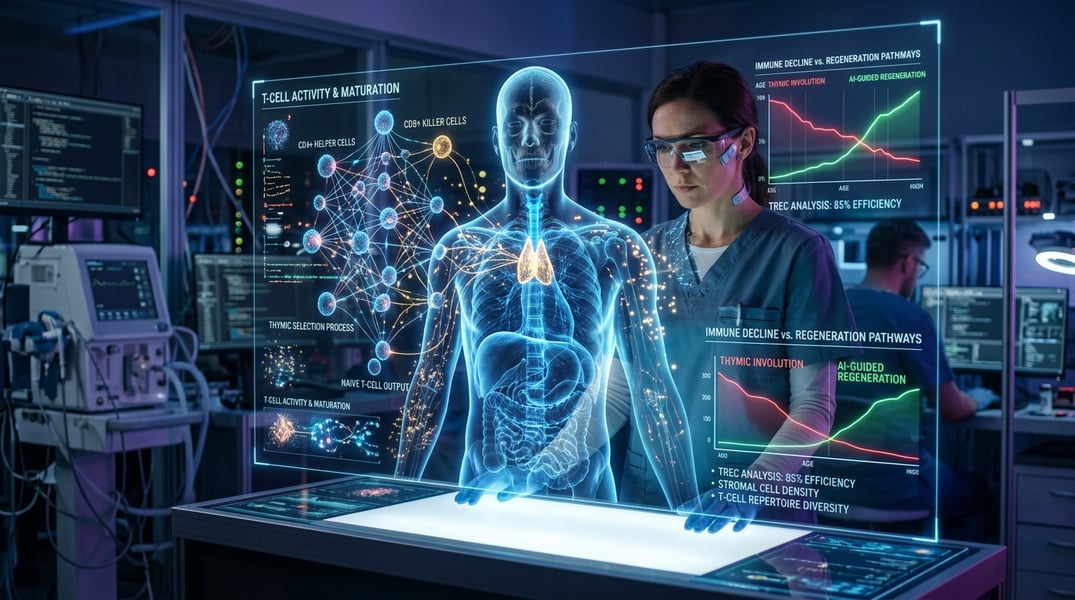 AI system analyzing thymus function and immune aging data