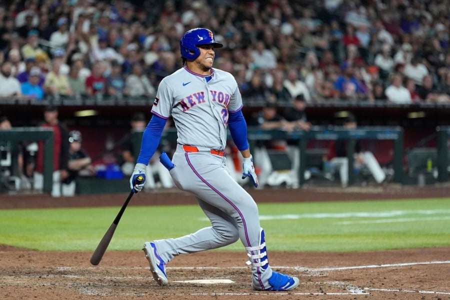 A.J. Ewing celebrates during his explosive MLB debut for the New York Mets at Citi Field