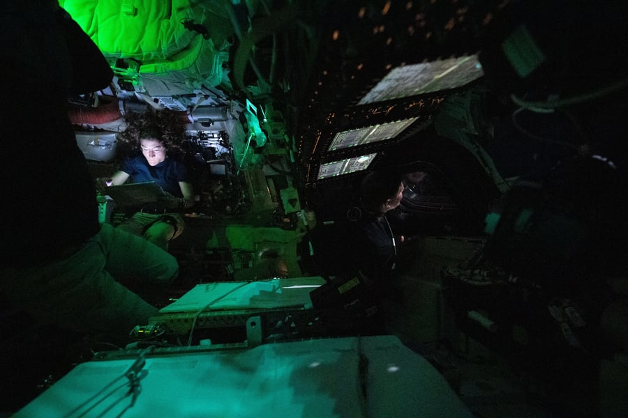 Artemis II astronauts inside Orion spacecraft during lunar mission