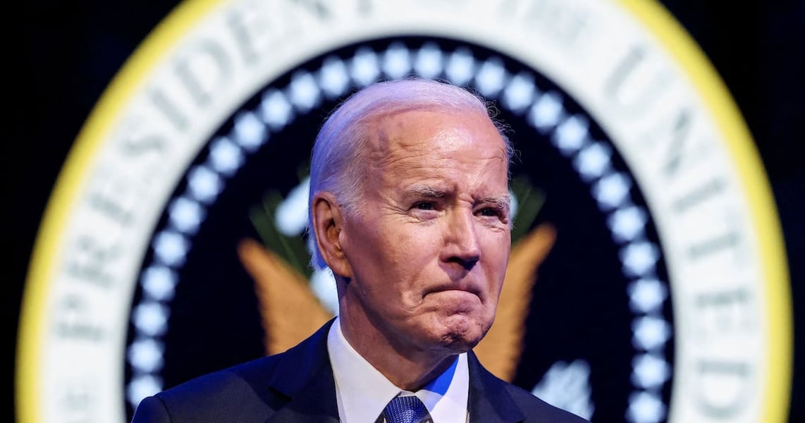 Former President Joe Biden speaks at Department of Defense Commander in Chief farewell ceremony, January 2025