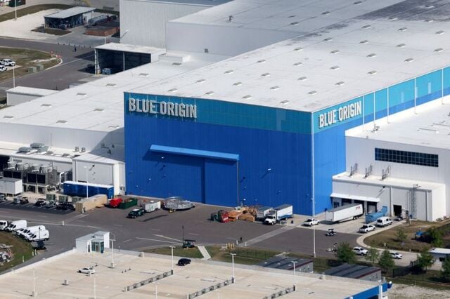 Aerial view of Blue Origin facility at Kennedy Space Center, Cape Canaveral
