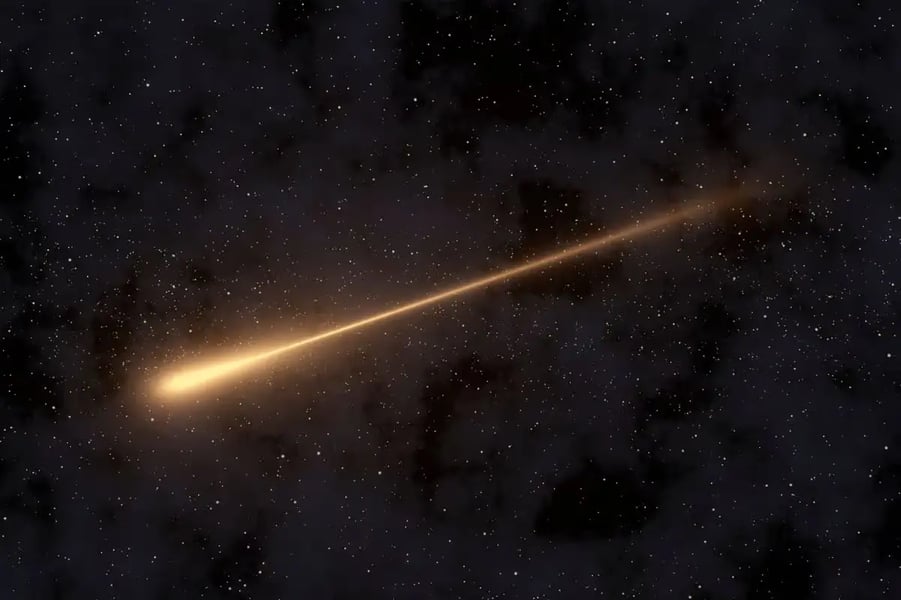 How a Bolide Meteor Generates a Sonic Boom Diagram illustrating how a bolide meteor enters Earth's atmosphere at hypersonic speed and explodes, generating sonic boom pressure waves that reach the ground