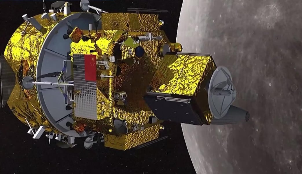 China Chang'e 7 lunar lander rendering at the Moon's south pole ahead of 2026 mission
