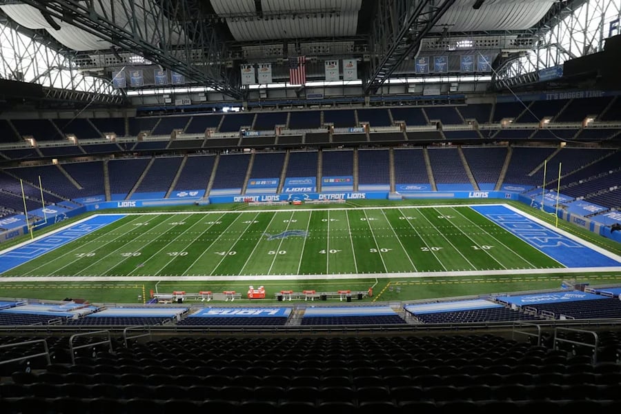 Detroit Lions players walking into stadium with NFL 2026 schedule release and primetime game hype