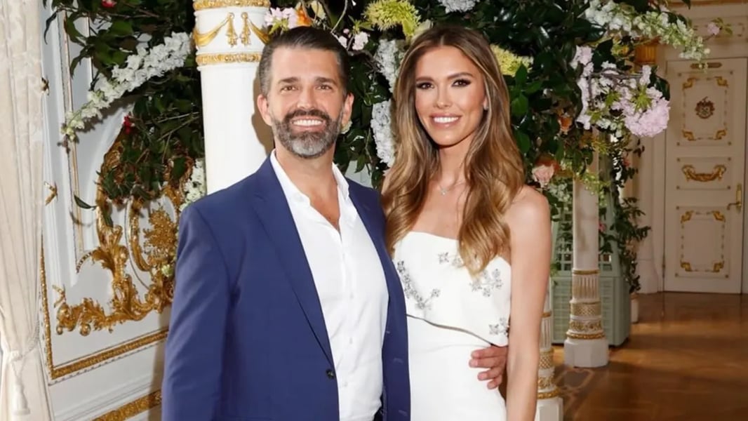 Donald Trump Jr and Bettina Anderson after their private Florida wedding ceremony