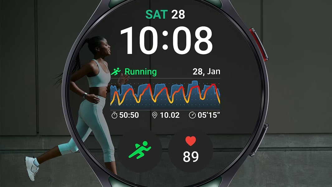 Galaxy Watch Ultra Health Features Galaxy Watch Ultra showing heart rate and fitness tracking data