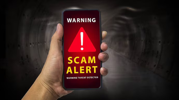 Warning icon over Google Play Store apps representing malware removal