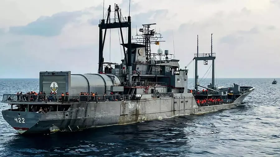 Iranian naval patrol boats in the Strait of Hormuz amid rising tensions with the US