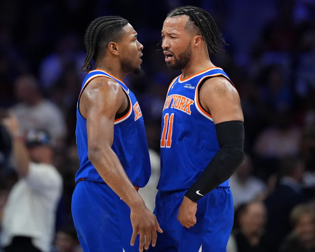 Jalen Brunson celebrates as Knicks destroy 76ers in Game 4 playoff sweep