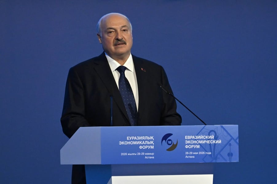 Belarusian President Alexander Lukashenko speaks on AI cooperation at the Eurasian Economic Forum in Astana, May 2026