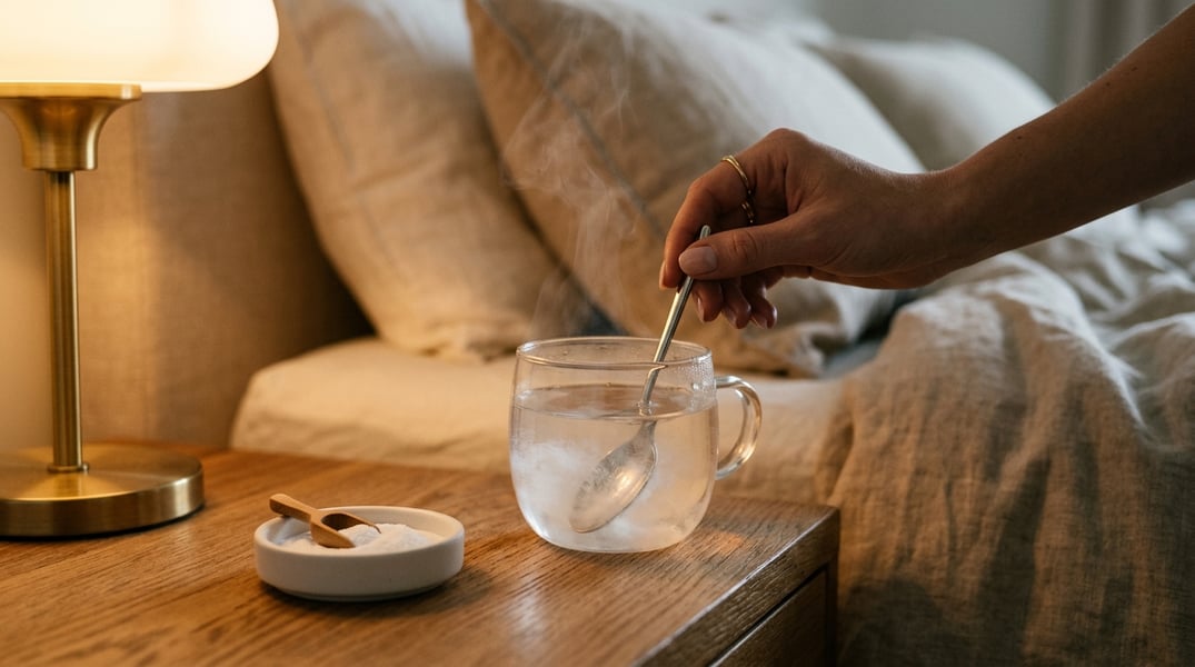Magnesium drink prepared at night as part of sleep routine