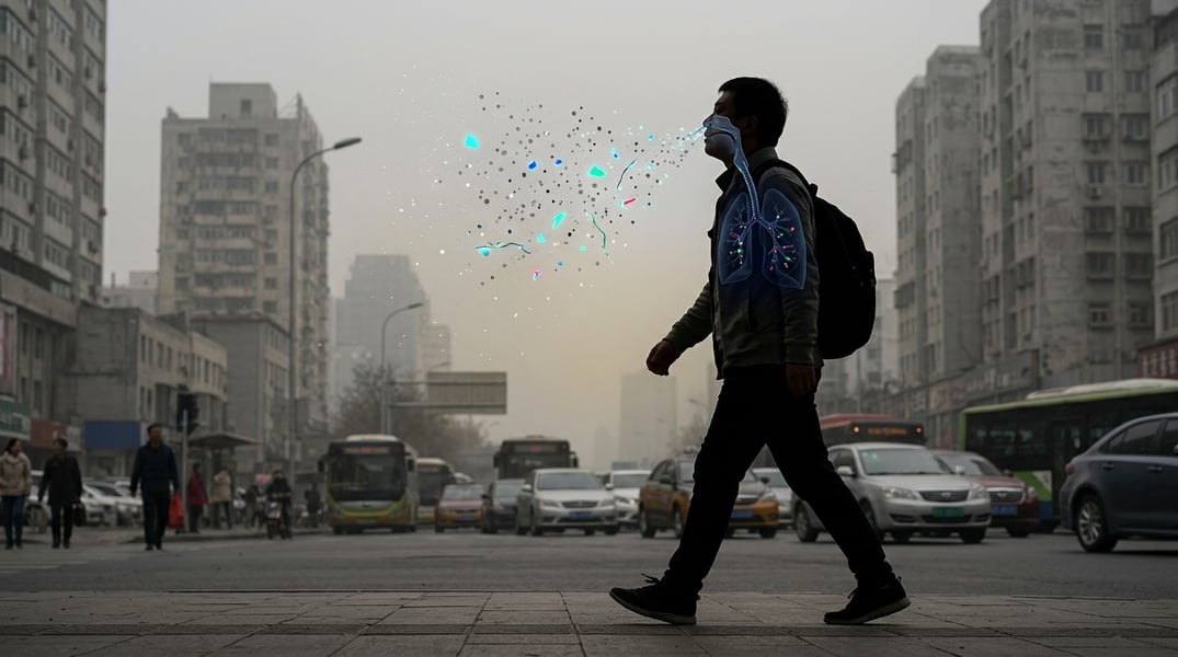 Humans inhaling microplastics from polluted air