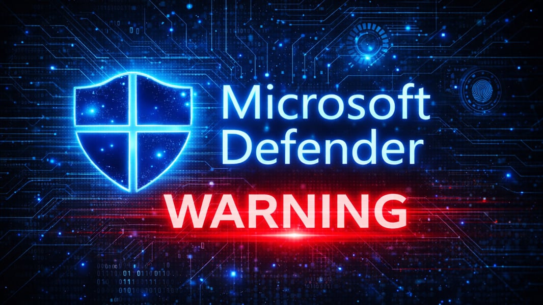 Cybersecurity warning showing Microsoft Defender being targeted by zero-day exploits in active cyberattacks