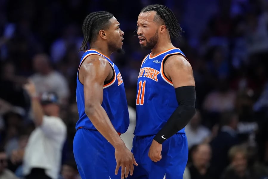 miles-mcbride-knicks-three-point-barrage Miles McBride hits a three-pointer against the 76ers in Game 4