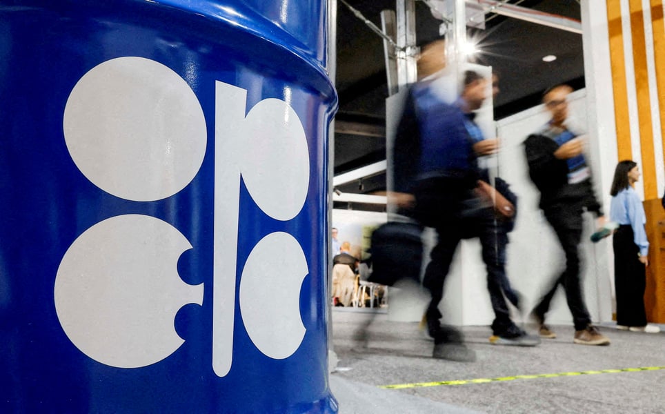 OPEC delegates during a meeting as US shale oil production faces slowdown in 2026