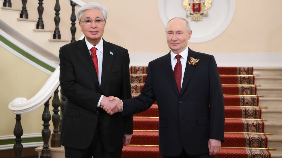 Vladimir Putin during the Russia Kazakhstan state visit tied to Gazprom gas supply and the EAEU summit in Astana