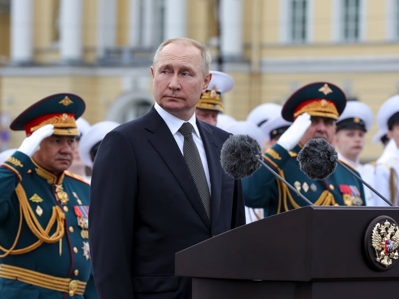 Russian President Vladimir Putin speaks about accelerating weapons production and defense manufacturing in Moscow
