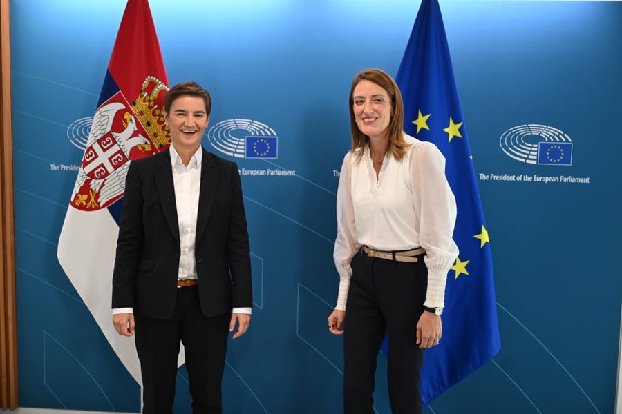 Ana Brnabic speaking in Serbian parliament criticizing EU double standards