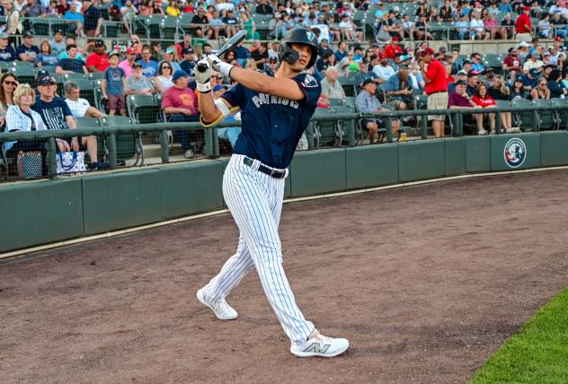 Spencer Jones reacts during Yankees promotion after Jasson Dominguez injury