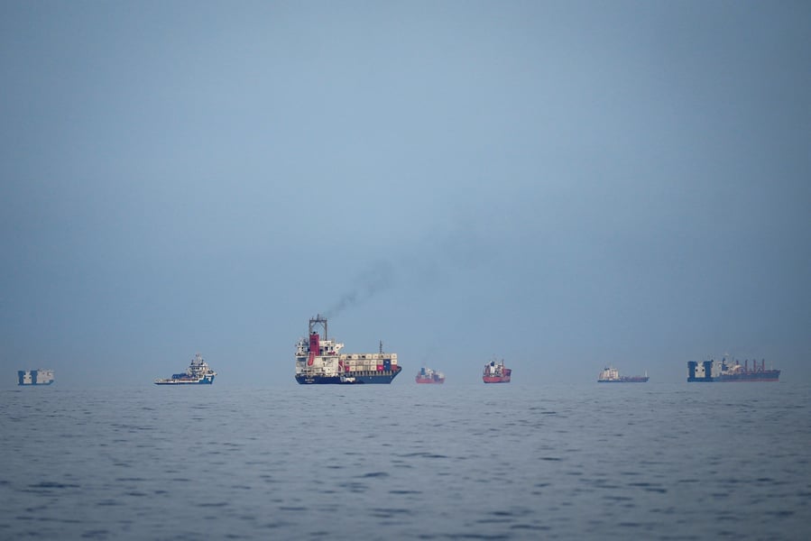 Oil tankers waiting near the Strait of Hormuz amid Iran conflict
