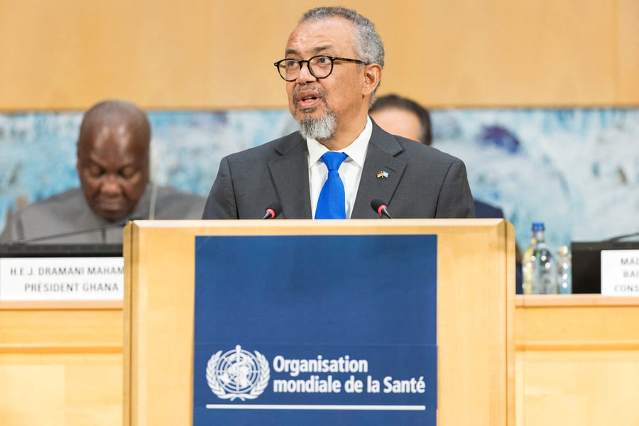 Tedros Declares Ebola PHEIC at World Health Assembly in Geneva WHO Director-General Tedros Adhanom Ghebreyesus addresses the World Health Assembly in Geneva after declaring the Bundibugyo Ebola outbreak a public health emergency of international concern