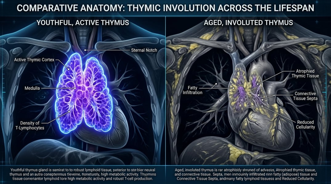 Comparison of healthy and aged thymus structure