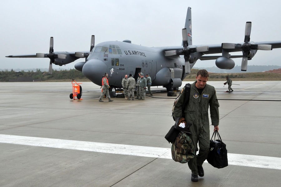 US military aircraft and troops at Ramstein Air Base Germany amid troop withdrawal decision