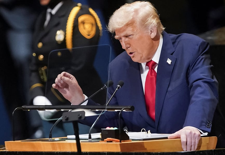 President Donald Trump during a speech as new US green card restrictions raise concerns among H-1B workers and immigrants