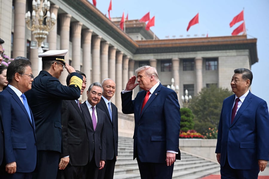 Donald Trump and Xi Jinping during the Beijing summit at the Great Hall of the People in China