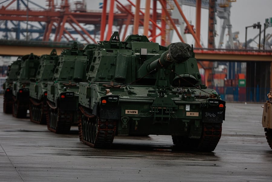US armored brigade combat vehicles deployed in Poland under NATO operations