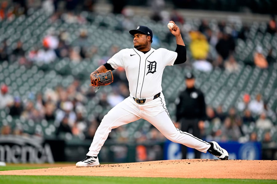Valdez Hits Story With Fastball Framber Valdez pitch hitting Trevor Story Red Sox Tigers