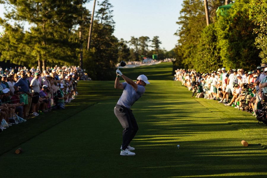 Rory McIlroy mid-swing at PGA Championship 2026