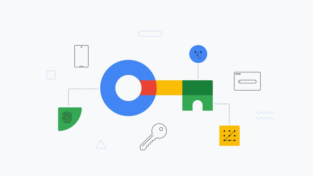 Illustration explaining passkeys replacing passwords on Android devices