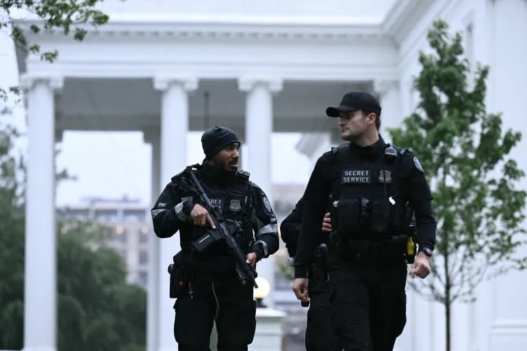 The White House and its security perimeter, the site of the Saturday May 23 2026 shooting at a Secret Service checkpoint now under FBI investigation led by Director Kash Patel