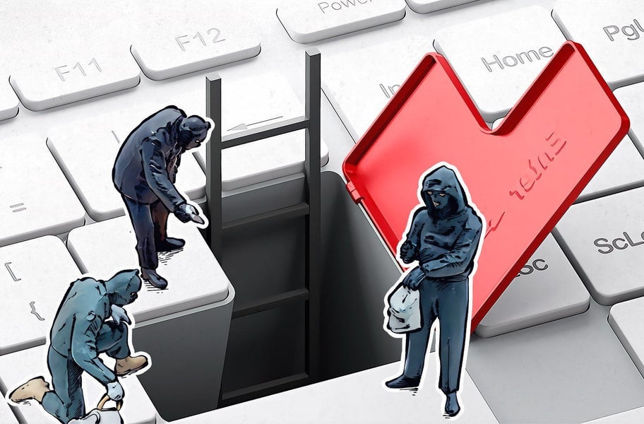 Illustration of hackers exploiting Windows zero-day vulnerability to gain system-level access