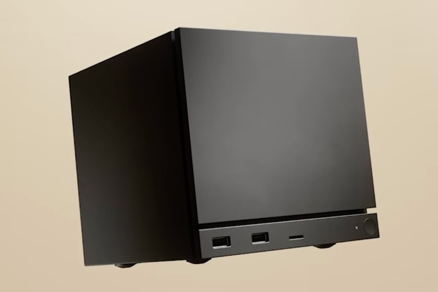 Valve Steam Machine desktop gaming console running SteamOS with AMD hardware launching June 29 2026