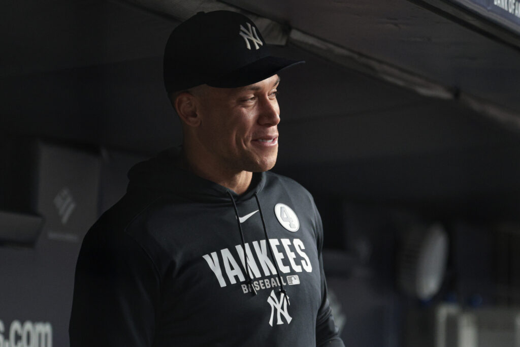 Aaron Judge of the New York Yankees at bat in 2026