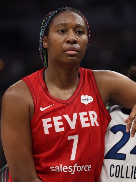 Aliyah Boston of the Indiana Fever, who dominated overtime in the Commissioner's Cup win over the Chicago Sky