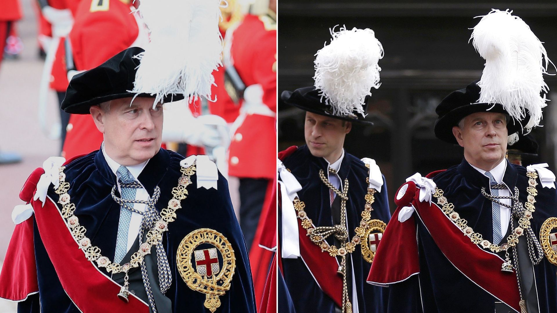 Andrew Mountbatten-Windsor in ceremonial Garter Day robes at Windsor Castle before his ban from the Order
